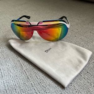 CHRISTIAN DIOR SOLAR/S 6OS-T5 YELLOW/GREEN MIRROR SUNGLASSES AUTHENTIC